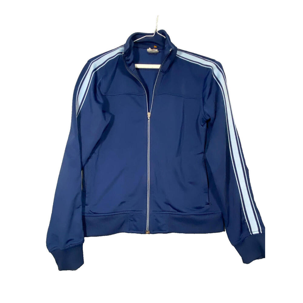 Vintage Lady Foot Locker Long Sleeve Blue Stripe Full Zip Track Jacket Sz Small